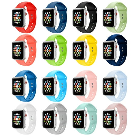 Breed Watch Band Silicone Sport Replacement Watch Band for Apple Watch Series 1, 2, 3, & 4 - 38mm, 40mm, 42mm, or 44mm (16-Colors) ()