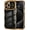 Black, variant on Hython for iPhone 14 Pro Max Case Cute Curly Wave Frame Shape Phone Cases, Thin Slim Luxury Plating Wavy Edge Soft TPU Bumper Shockproof Rubber Protective Cover for Women Girls, Love Heart-Dark Purple