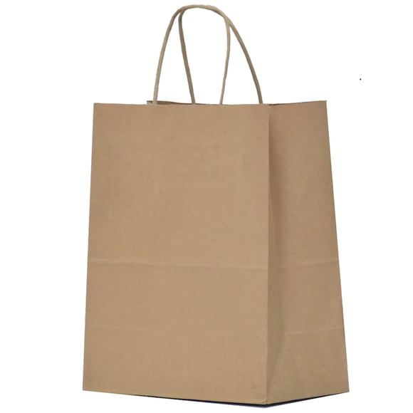 Bolsas de papel Qutuus Kraft con asas, 22 x 11,5 x 25 cm, 100 unidades, color marrón