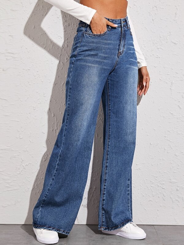high-rise wide-leg jeans | Walmart Canada
