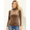 thumbnail image 2 of INSPIRE CHIC Chemise à Manches Longues pour Femme Col Montant en Velours Extensible Col Roulé Blouse Basique Hauts Caramel TP, 2 of 5