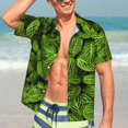 thumbnail image 7 of Bingfone Men's Short Sleeve Button Down Shirts Hawaiian Tiny Green Fern Leaves Printed Beach Shirt, 7 of 7