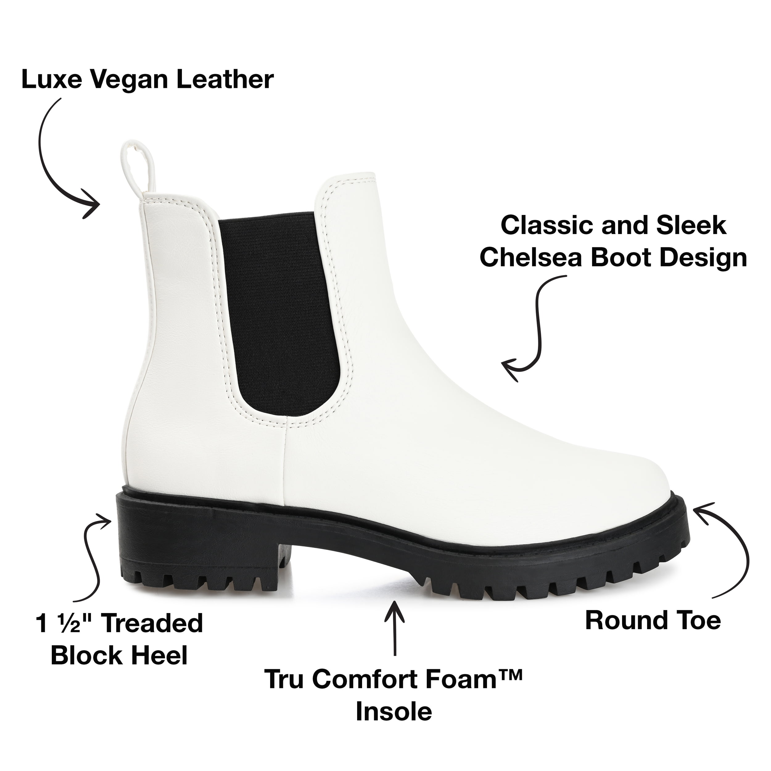 Journee Womens Kenova Round Toe Block Heel Chelsea Booties, Widths Available