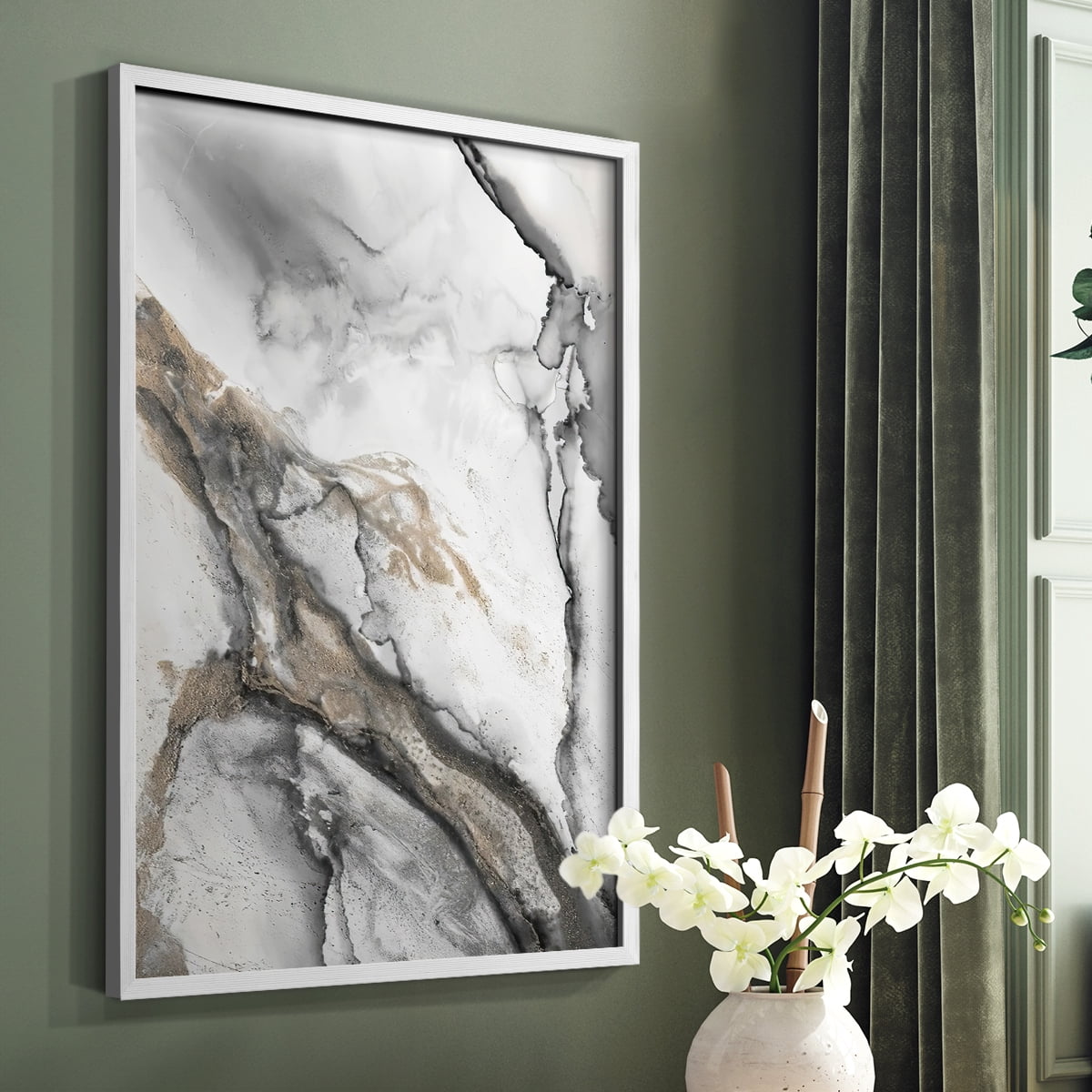 Abstract Ink Fantasy II in Paper Solid Wood 11 x 14 Framed Print