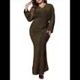 thumbnail image 2 of Vestido de Noche para Mujer, con Purpurina, Larga, Escote en V, Ajustado, Formal, con Lentejuelas, Talla Grande XXXL, 2 of 8