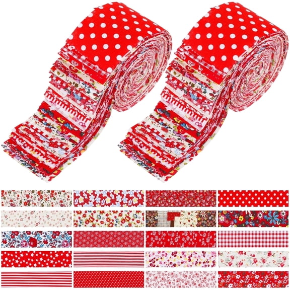 Jelly Roll Fabric Strips, 80Pcs 100% Cotton Precut Quilting Fabric Bundle, 2.6" x 19.7" Floral Patchwork Roll for Sewing and DIY Crafting