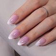 thumbnail image 2 of VSALON Press On Nails Short Almond, 32 Pcs 16 Sizes Purple Cat Eye Press On Nails French Tip Fake Nails With UV Glue Reusable Stick On Nails Semi-transparent False Nail Fall Gifts For Women, 2 of 7