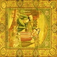 thumbnail image 1 of Ahgly Company Machine Washable Indoor Square Persian Yellow Traditional Area Rugs, 6' Square, 1 of 4