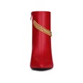 thumbnail image 6 of BLISSFUL STEP Women's Chain Pointy Toe Side Zipper Stiletto Heel Ankle Boots Red 9, 6 of 7
