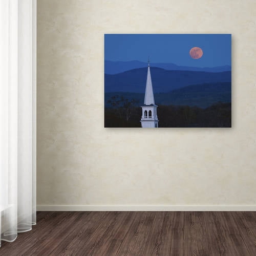 Trademark Fine Art "Moon over Vermont" Canvas Art by Michael Blanchette Photography