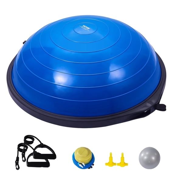 VEVOR Half Exercise Ball Trainer,26 inch Balance Ball Trainer, 1500lbs Capacity Stability Ball, Yoga Ball with Resistance Bands & Foot Pump,Strength Fitness Ball for Home Gym Full Body Workout,Blue