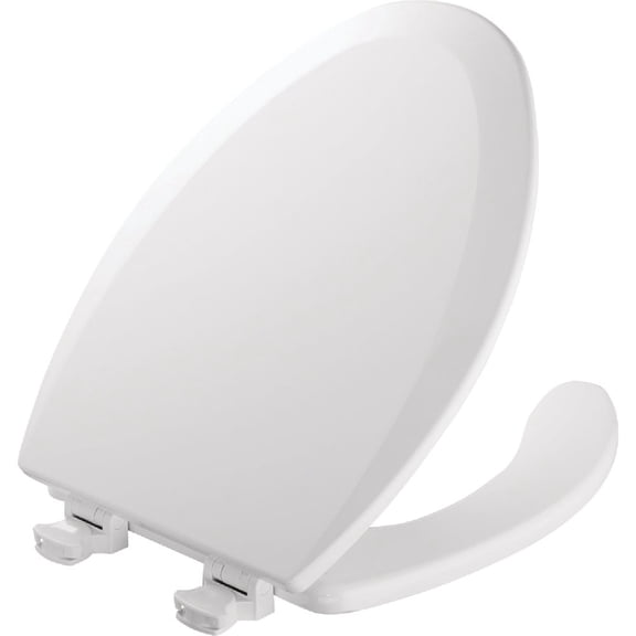 1 PK, Mayfair Commercial Elongated Open Front White Toilet Seat with Cover
