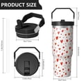 thumbnail image 4 of 30oz Handheld Travel Tumbler with Handle – Double Wall Stainless Steel Insulated Cup, Flip Straw Lid, Leak-Proof & BPA-Free for Hot and Cold Drinks – Durable Coffee & Juice Mug Pink, 4 of 7