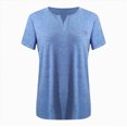 thumbnail image 5 of Towmus Plus Size Tops For Women Loose Casual Solid Color Pullover V Neck Short Sleeve Summer Tshirts Comfy Tees, 5 of 5
