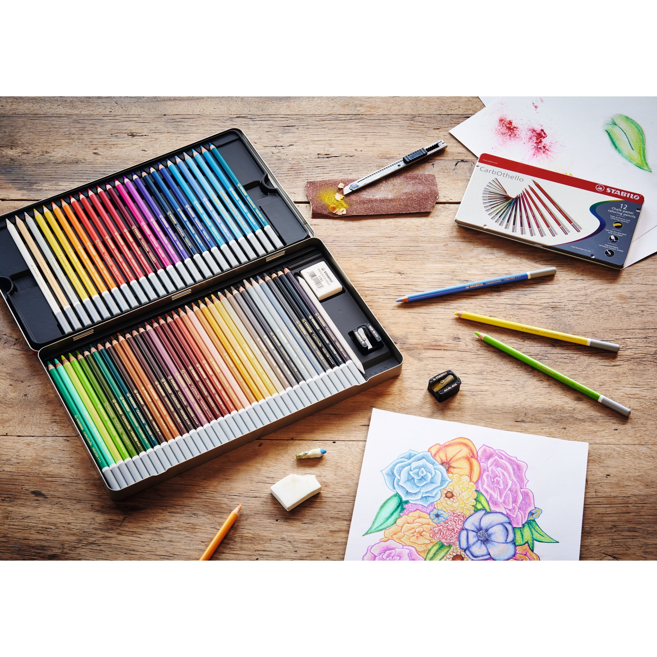 STABILO CarbOthello 60-Color Pastel Pencil Set, Colored