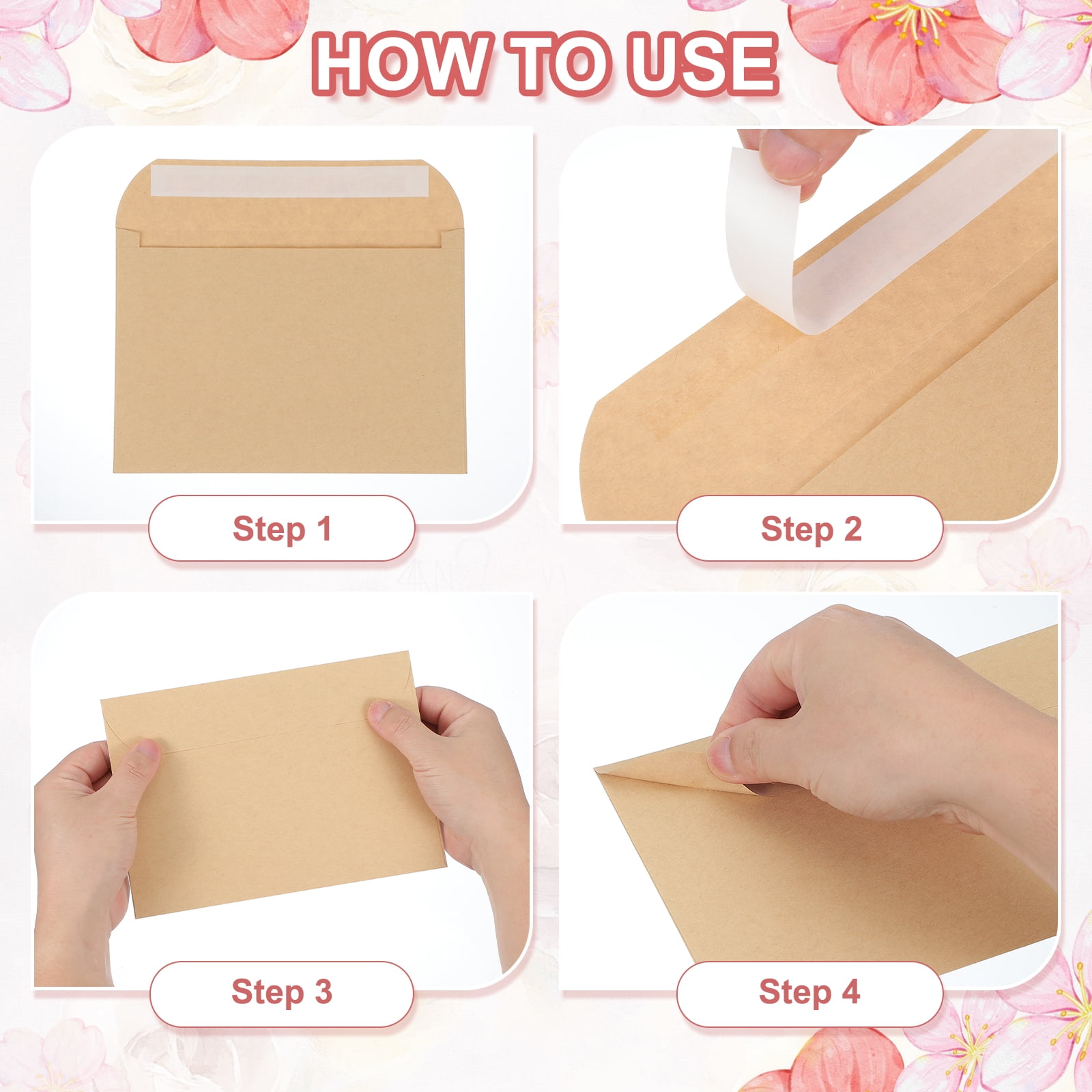Uxcell 7.5x5.5 Inch Invitation Envelopes, 50 Pcs Self-Seal for A7 Weddings and Cards Pink