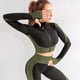 thumbnail image 4 of TFixol Mujer Chaqueta corta con cremallera completa Deporte Manga larga Guantes Entrenamiento Correr, 4 of 8