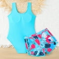 thumbnail image 4 of Fshinging Girls Swimsuits Tankini Two Piece Set With Top Boyshorts Beach Pool Summer Teen Kids Bathing Suit Size 6-7 Years, 4 of 7