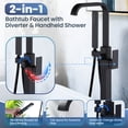 thumbnail image 2 of Wowow Waterfall Single-Handle Freestanding Tub Faucet with Hand Shower, Brass Floor Mounted Tub Filler Faucet in Matte Black, 2 of 7