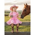 thumbnail image 3 of BemeyourBBs Western Baby Girl Summer Clothes Toddler Baby Girl Cowgirl Outfit Cowgirl Hat Embroidery Short Sleeve T-Shirt Floral Boot Tutu Skirt Set, 3 of 9