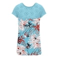 thumbnail image 4 of up to 60% off Gifts Usmixi Shirts for Women Sexy Lace Patchwork Hollow out Loose Fit Pleated Hem Tee Tops Summer Trendy Floral Short Sleeve Round Neck Ladies Blouses Light Blue XXL, 4 of 5