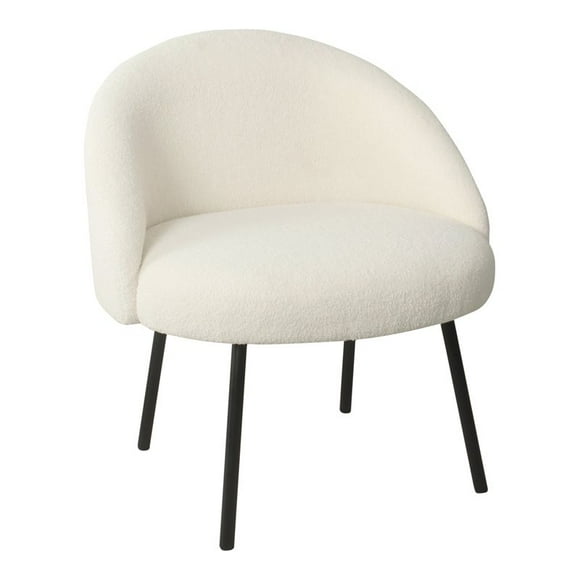 HomePop Sherpa Modern Wood and Fabric Accent Chair in Cream/Black Finish