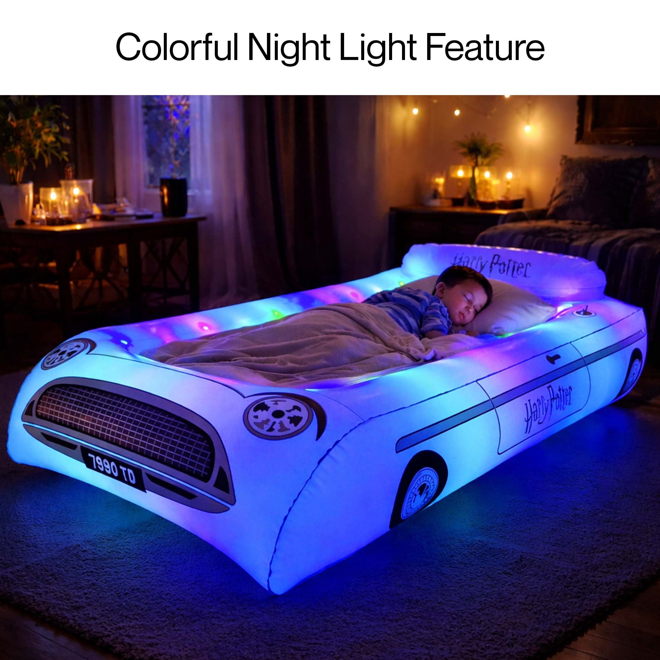 Harry Potter Flying Ford Anglia Air Mattress, Wizarding World Car-Shaped Inflatable Bed for Kids & Fans