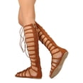 thumbnail image 3 of Liliana EI93 Women Faux Suede Open Toe Knee High Strappy Gladiator Sandal, 3 of 3