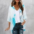 thumbnail image 2 of UVEASISHA Women Tie Dye Kimono Cardigan Half Sleeve Lightweight Summer Outerwear Thin Soft Open Front Shrugs Multicolor S, 2 of 6
