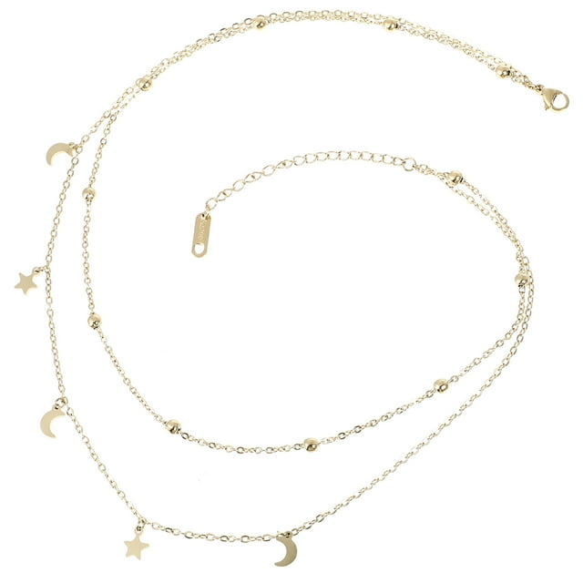 KAKOWELY Collar de dama, novia, luna, estrella, collar, cadena de clavícula femenina, joyería para el cuello de niña