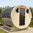 thumbnail image 2 of ALEKO Outdoor Indoor White Pine 3 - 4 Person Barrel Sauna 4.5 kW Heater, 2 of 19