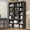Triple Wide+Black, variant on ModFurne 70.8" Tall Corner Bookshelf, 7 Tiers Large Etagere Bookcases , L-Shaped Modern Storage Display Rack Industrial Bookshelves for Bedroom, Home Office,Brown