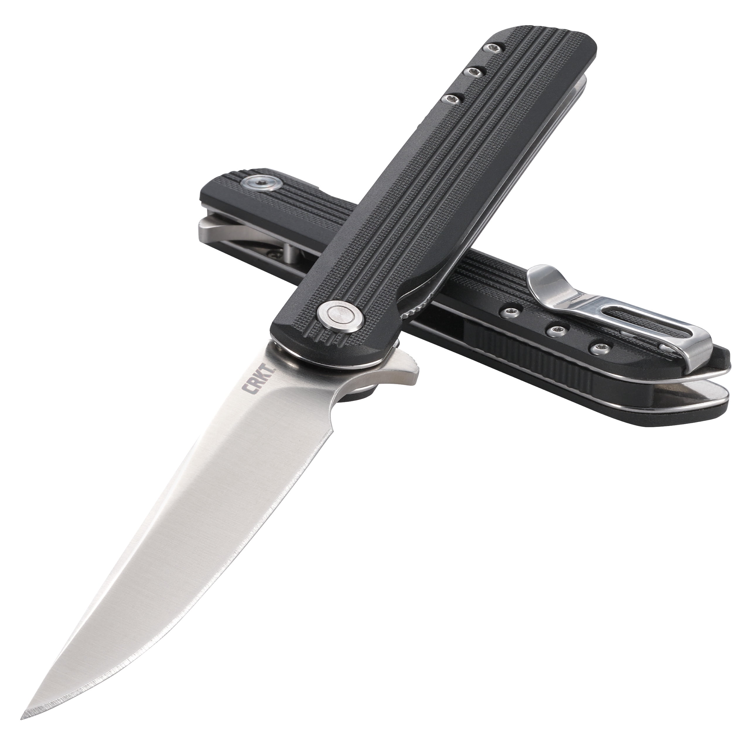 CRKT LCK + Everyday Carry Assisted Folding Knife with Liner Lock: Stainless Steel Plain Edge Blade, Glass-Reinforced Nylon Handle, Pocket Clip, 3810
