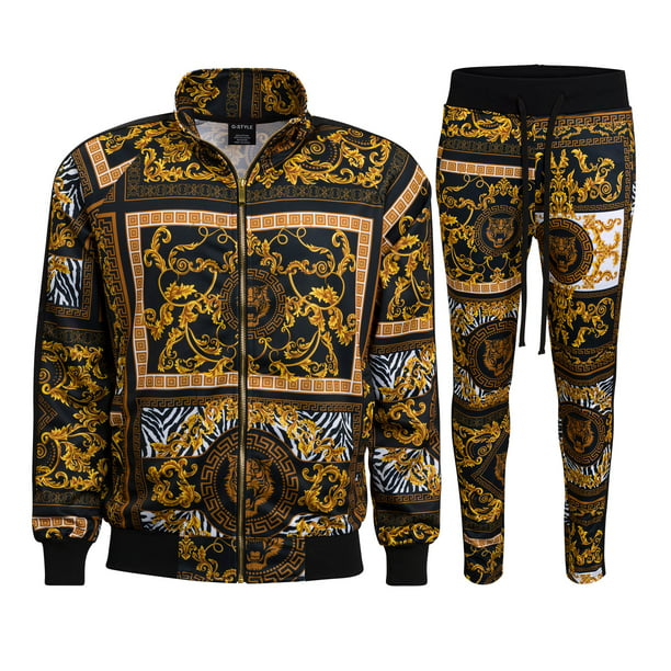 Men's Luxury Track Suits 2 Piece Sweatsuit Set ST552 - Black - Small ...