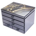 thumbnail image 1 of Agate Crystal Lid With Black Lined Multi Drawer Storage Jewellery Box, 1 of 1