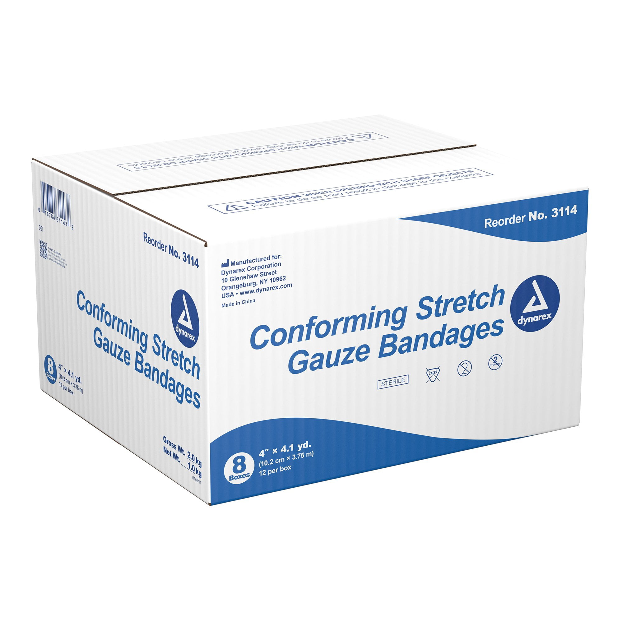 Dynarex White Conforming Bandage Sterile 4" x 4-1/10 Yd 3114 96 per Case
