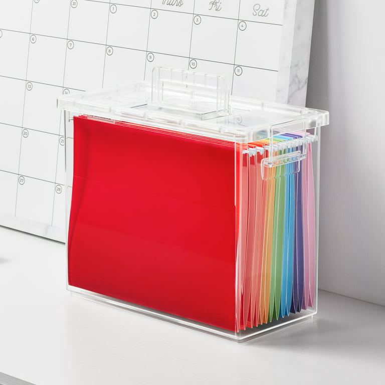 The Home Edit Office File Box with Top Handle, Clear Plastic, 13.3
