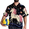 thumbnail image 4 of Starry Unicorn Men's Spread Collar Poplin Beach Shirts - Casual Printed Button Down Short Sleeve Summer Tops for Unisex, 4 of 6