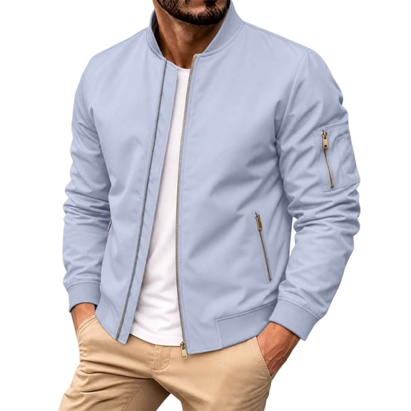 Thousandth Men's Bomber Jacket Reversible Warm Coat Quilted Lined Windproof Baseball Collar Jacket Casual Fall Winter Outerwear