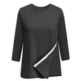 thumbnail image 3 of Women's Scoop Neck Short Sleeve Pleated Front Blouse Tunic Top Plus Size, 3 of 5