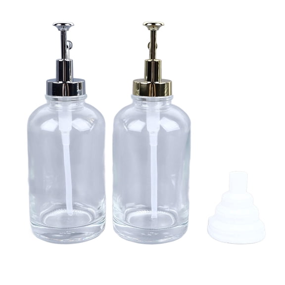 Yajisi 2-Pack 500ml Coffee Syrup Dispensers, Glass Bottles with Stainless Steel Pumps & Labels for Coffee Bar - 10.2x8.7x4.7 Inches