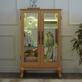 thumbnail image 4 of Miekor Furniture Elegant Light Oak Curio Cabinet with Tempered Glass Doors, LED Light, Mirrored Back Panel & Adjustable Shelves – Perfect Display Storage for Home & Office 86809, 4 of 11