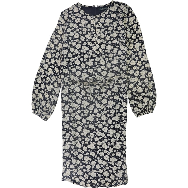 Ralph Lauren Vestido acampanado de georgette para mujer, blanco roto, 12 Ralph Lauren Alinear