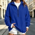thumbnail image 2 of Women Solid Quarter Zip Sweatshirt Sevevn Stand Collar Drop Shoulder Long Sleeve Loose Fit Casual Oversized Pullover Tops For Everyday Loungewear, 2 of 7