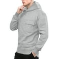 thumbnail image 4 of Handshe Men's Pullover Hoodie, Solid Color Loose Fit with Patch Pockets, Casual French for Everyday Wear, 4 of 4