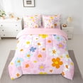 thumbnail image 2 of Feelyou Flower Floral Women Bedding Comforter Set 7pcs, Pink Cherry Blossoms King Bedding Sets, Modern Fashion Style Reversible Bed Sheets, Super Cozy Room Decor, 2 of 7