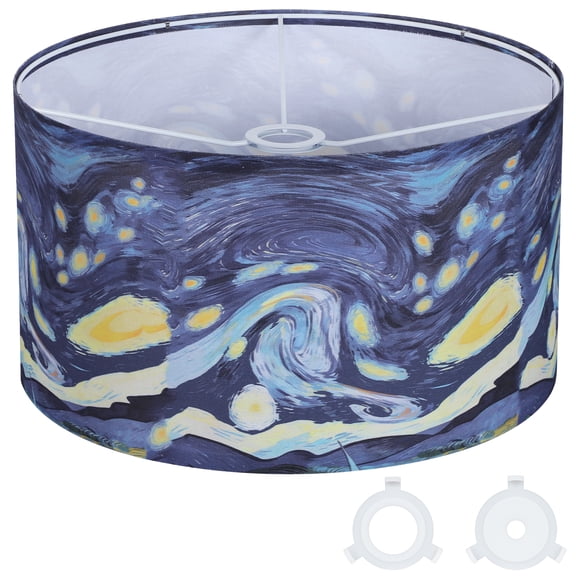 OUTON Large Drum Lamp Shades for Table Lamps, 16" Top x 16" Bottom x 9" High, Replacement Linen Lampshades for Floor Lamps chandelier lamp shades(1.65" Spider), , Easy to Assemble,Starry Sky