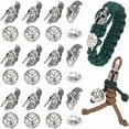 thumbnail image 1 of Aproximadamente 20 cuentas de paracord de aleación de estilo tibetano con forma de casco espartano, cuentas europeas con botones de aleación, pulsera de plata, llavero y cuentas., 1 of 6