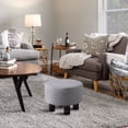 thumbnail image 4 of Round Linen Ottoman Foot Stool – Padded Footrest with Non-Skid Pine Legs, Soft Step Stool for Couch, Desk, Dorm, Office, Hallway Dark Grey, 4 of 4