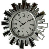 19" Inch Silver and Mirror Starburst Wall Clock
